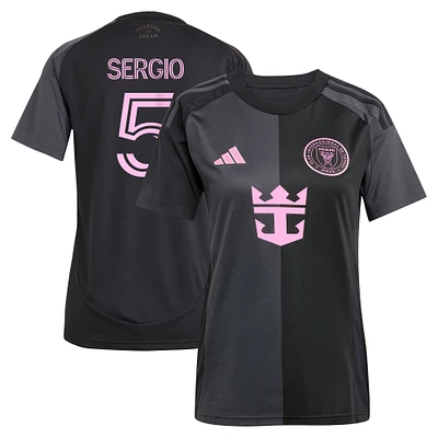 Maillot de joueur réplique adidas Sergio Busquets noir Inter Miami CF 2025 The Fortitude Kit pour femme