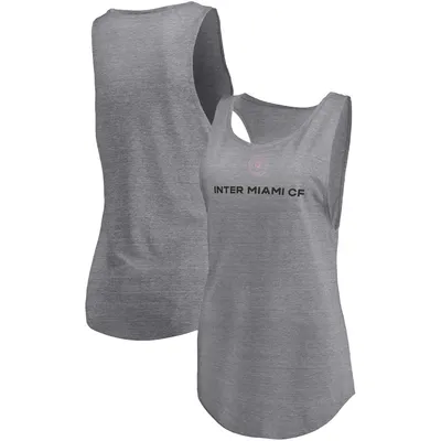Inter Miami CF Fanatics Branded Women's Quality Time Open Scoop Neck Tri-Blend Tank Top - Heathered Gray