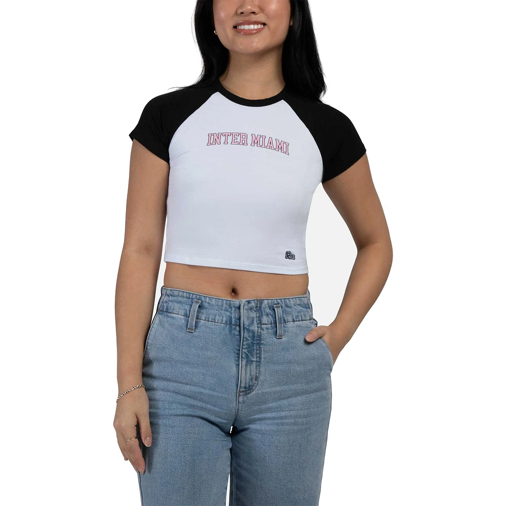 Women's Hype and Vice Black Inter Miami CF Homerun Cropped Raglan T-Shirt