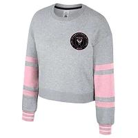 Women's Stadium Essentials Heather Gray Inter Miami CF Scrimmage Cropped Pullover Sweatshirt