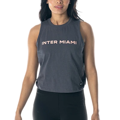 Women's The Wild Collective Charcoal Inter Miami CF Side Knot Tank Top