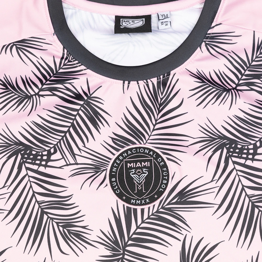 T-shirt rose de l'équipe départ l'Inter Miami CF à domicile pour jeunes sportifs