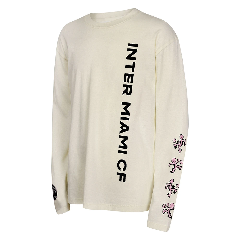 Ensemble de 2 t-shirts à manches longues et courtes Triple Dip noir/beige pour jeunes Inter Miami CF