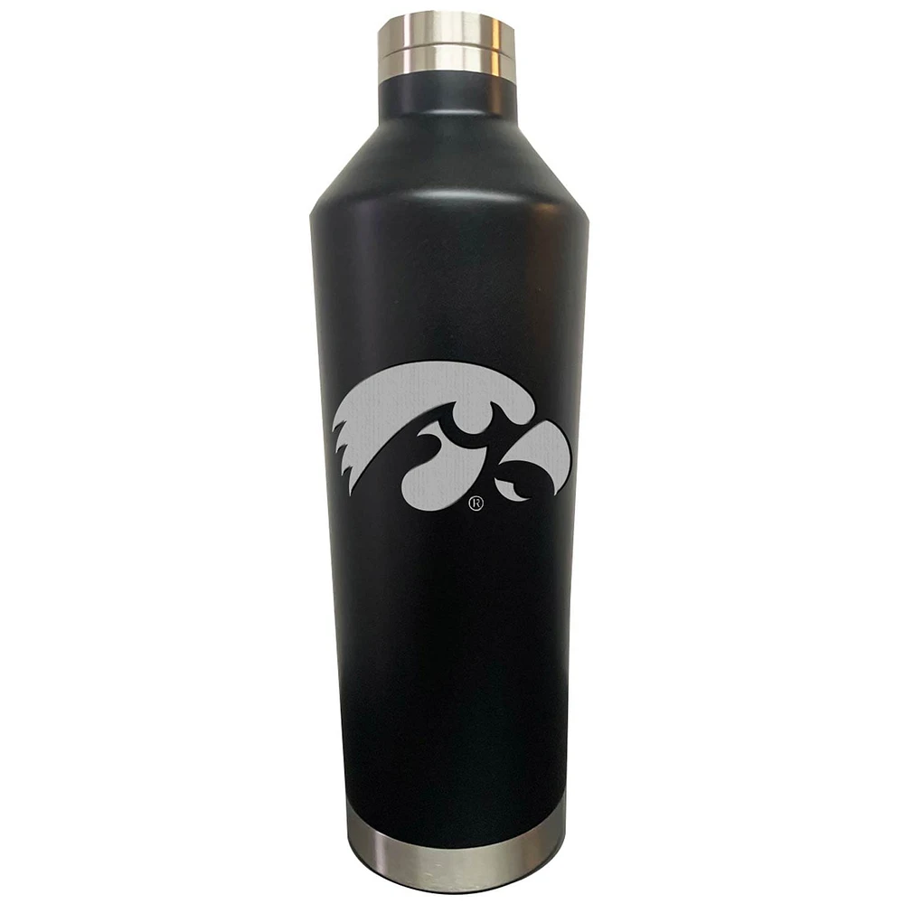 Hawkeyes noirs de l'Iowa 26oz. Logo principal Gourde