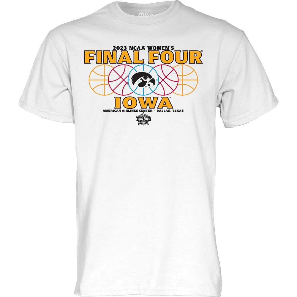 Blue 84 White Iowa Hawkeyes 2023 NCAA Women's Basketball Tournament March Madness Final Four Gear T-shirt