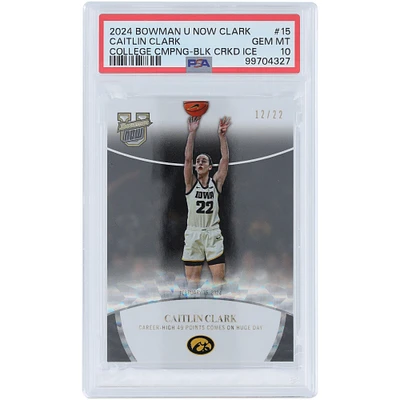 Caitlin Clark Iowa Hawkeyes 2024 Bowman U Now Black Cracked Ice #15 #12/22 PSA Authenticated 10 Card