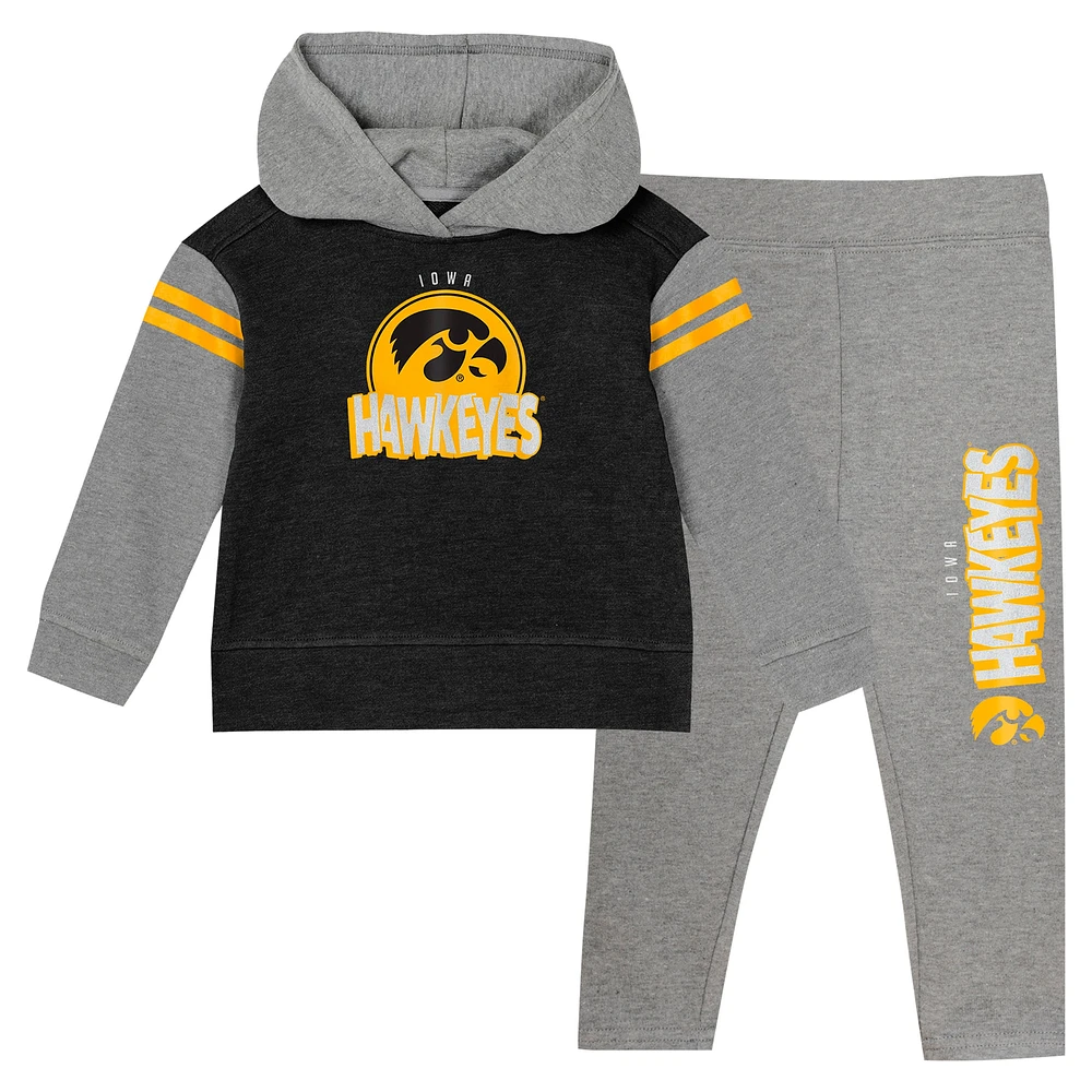 Girls Juvenile Black Iowa Hawkeyes Preschool Clubhouse Pullover Hoodie & Legging Set