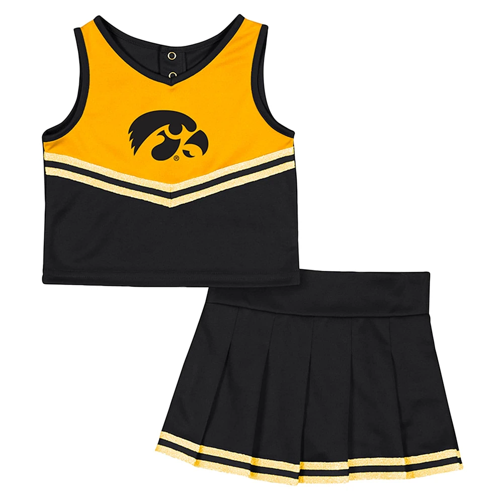 Girls Toddler Colosseum Black Iowa Hawkeyes Time For Recess Cheer Top & Skirt Set