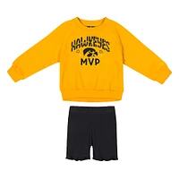 Girls Toddler Colosseum  Gold/Black Iowa Hawkeyes Beta Fleece Sweatshirt and Shorts Set