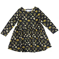 Robe à manches longues imprimé intégral Iowa Hawkeyes noire ZooZatz pour filles