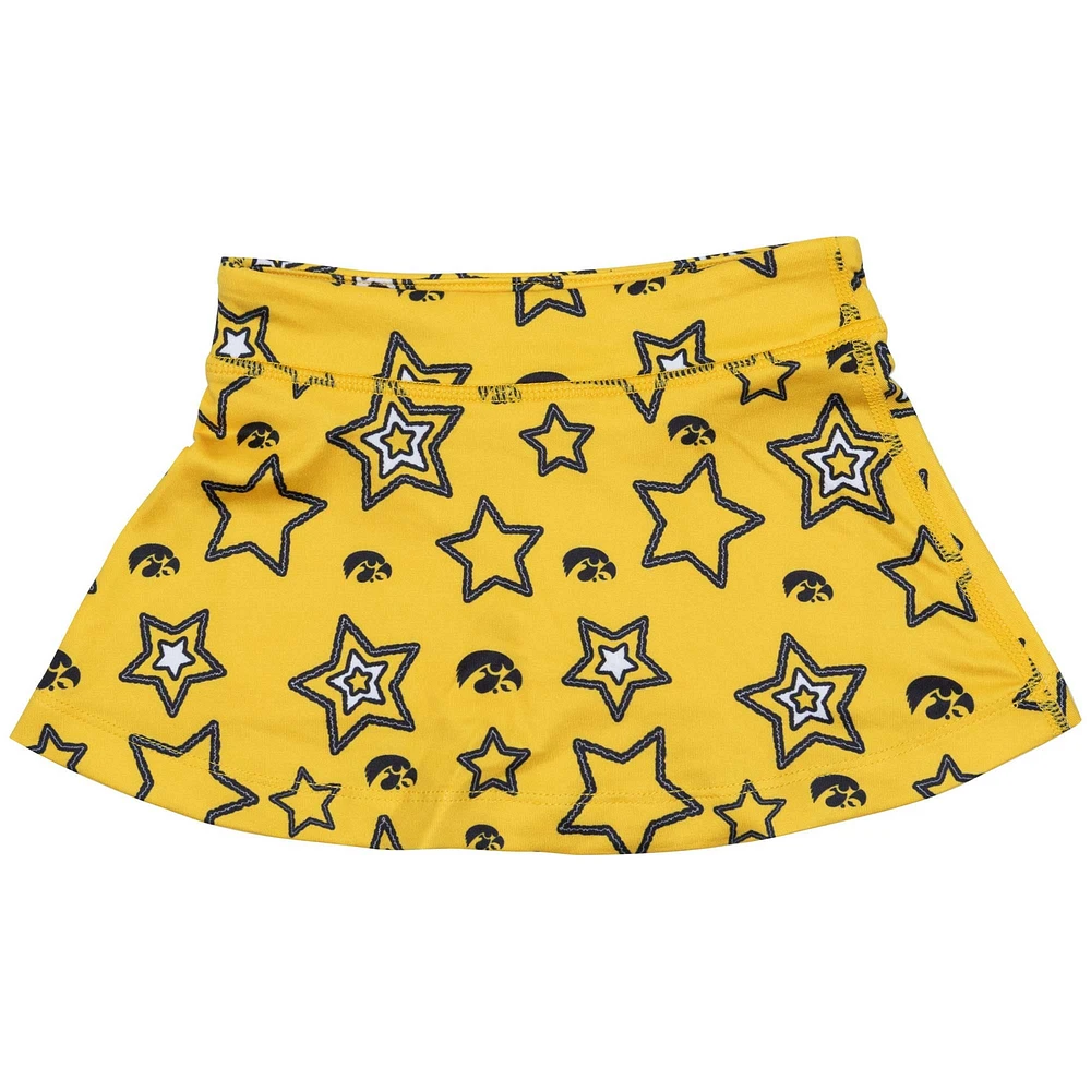 Girls Toddler ZooZatz Gold Iowa Hawkeyes Star Flowy Skort