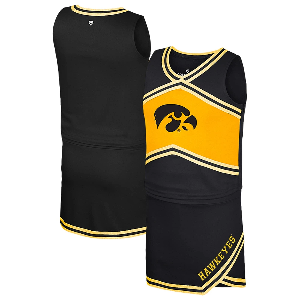 Ensemble haut et jupe de pom-pom girl Iowa Hawkeyes noir pour filles du Colosseum