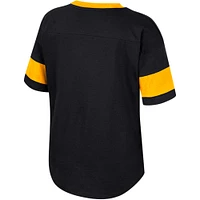 T-shirt à col en V noué sur le devant pour filles Colosseum noir Iowa Hawkeyes Tomika