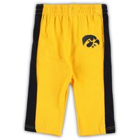 Infant Black/Gold Iowa Hawkeyes Little Kicker Long Sleeve Bodysuit and Sweatpants Set