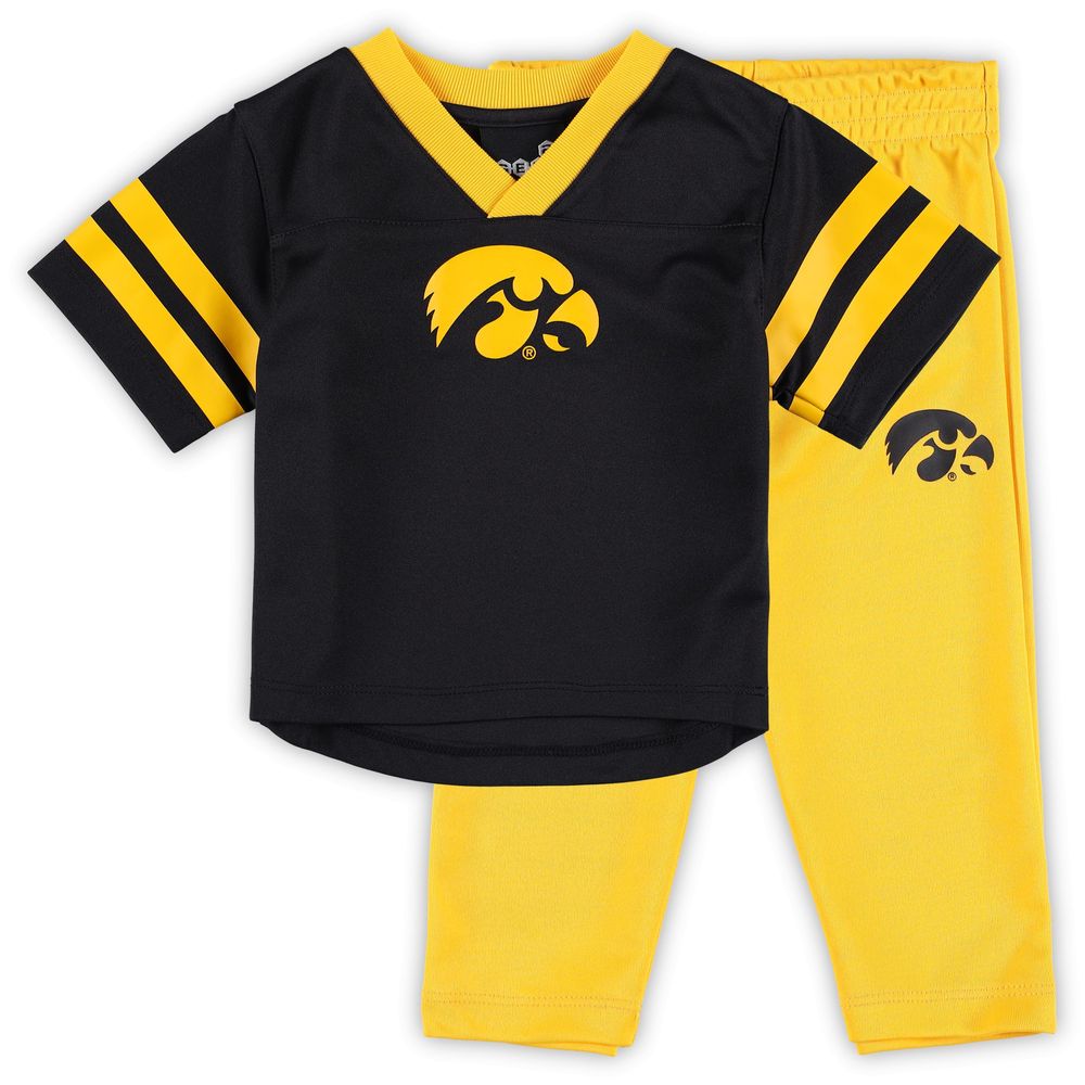 Infant Black/Gold Iowa Hawkeyes Red Zone Jersey & Pants Set