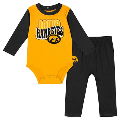 Ensemble body et pantalon à manches longues pour bébé Iowa Hawkeyes noir