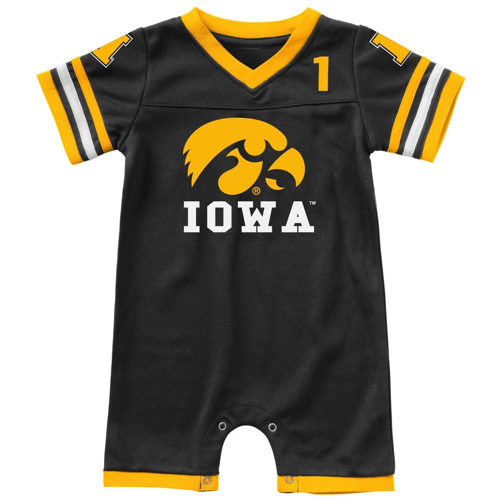 Infant Colosseum Black Iowa Hawkeyes Bumpo Football Romper