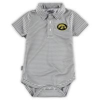 Infant Garb Charcoal Iowa Hawkeyes Carson Striped Polo Bodysuit