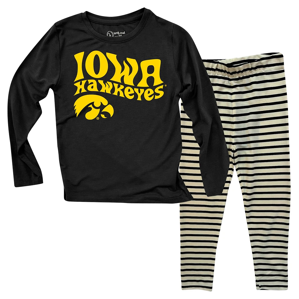 Ensemble haut à manches longues et leggings rayés tri-blend pour bébé Wes & Willy Iowa Hawkeyes