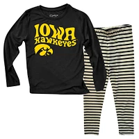 Ensemble haut à manches longues et leggings rayés tri-blend pour bébé Wes & Willy Iowa Hawkeyes