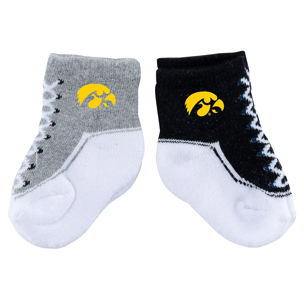 Lot de deux paires de chaussettes pour bébé ZooZatz Iowa Hawkeyes