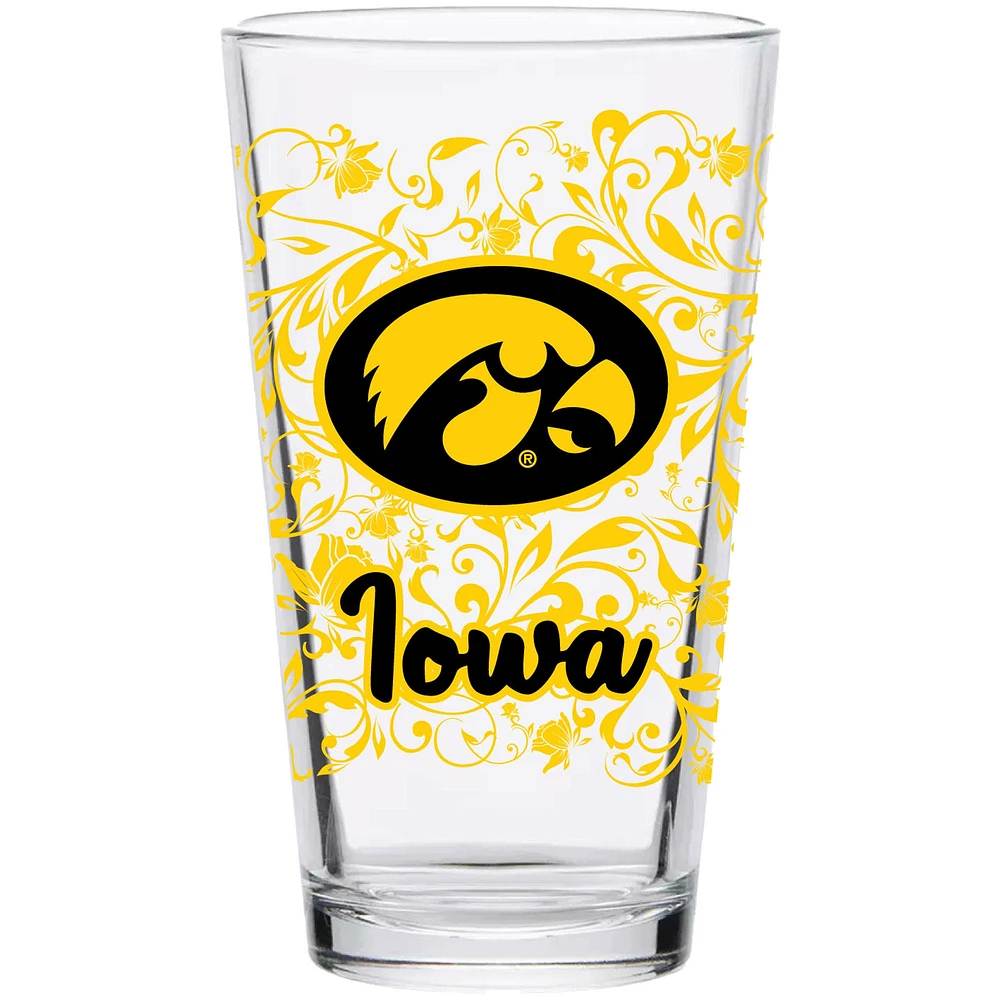 Iowa Hawkeyes 16oz. Verre à Pinte Floral