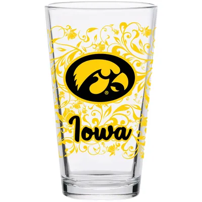 Iowa Hawkeyes 16oz. Floral Pint Glass