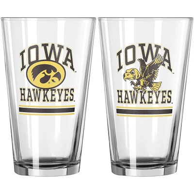 Iowa Hawkeyes 16oz. Verre à pinte, paquet de deux