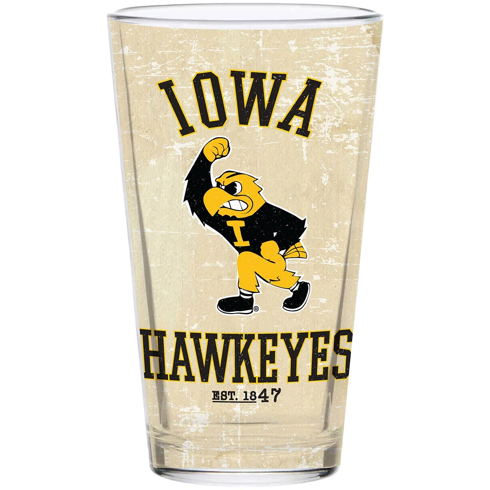 Iowa Hawkeyes 16oz. Verre à pinte Rétro