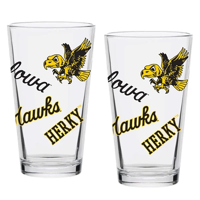 Iowa Hawkeyes 16oz. Vintage Medley Pint Glass Two-Pack