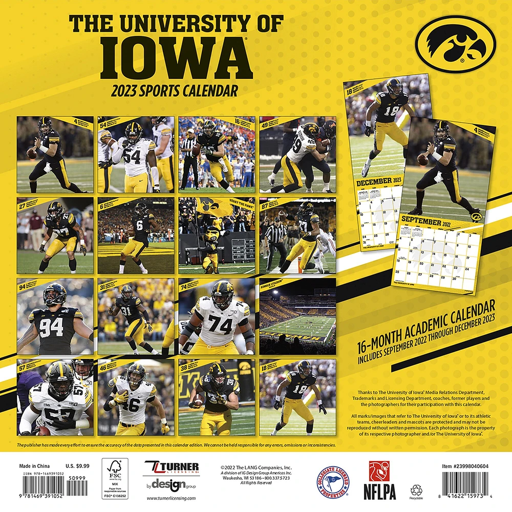 Iowa Hawkeyes 2023 16-Month Mini Wall Calendar