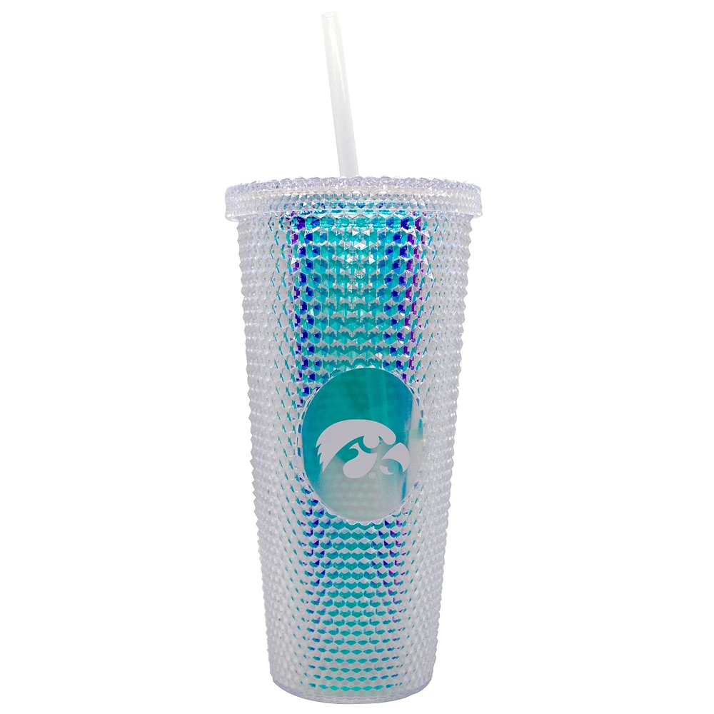 Iowa Hawkeyes 24oz. Gobelet de voyage clouté irisé avec paille