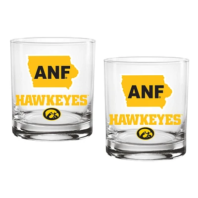 Lot de deux verres à vin Hometown des Iowa Hawkeyes de 14 oz