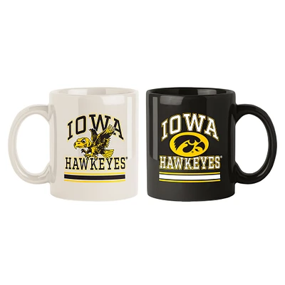 Lot de deux tasses colorées de 15 oz des Iowa Hawkeyes