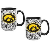 Lot de deux tasses à motif floral Iowa Hawkeyes