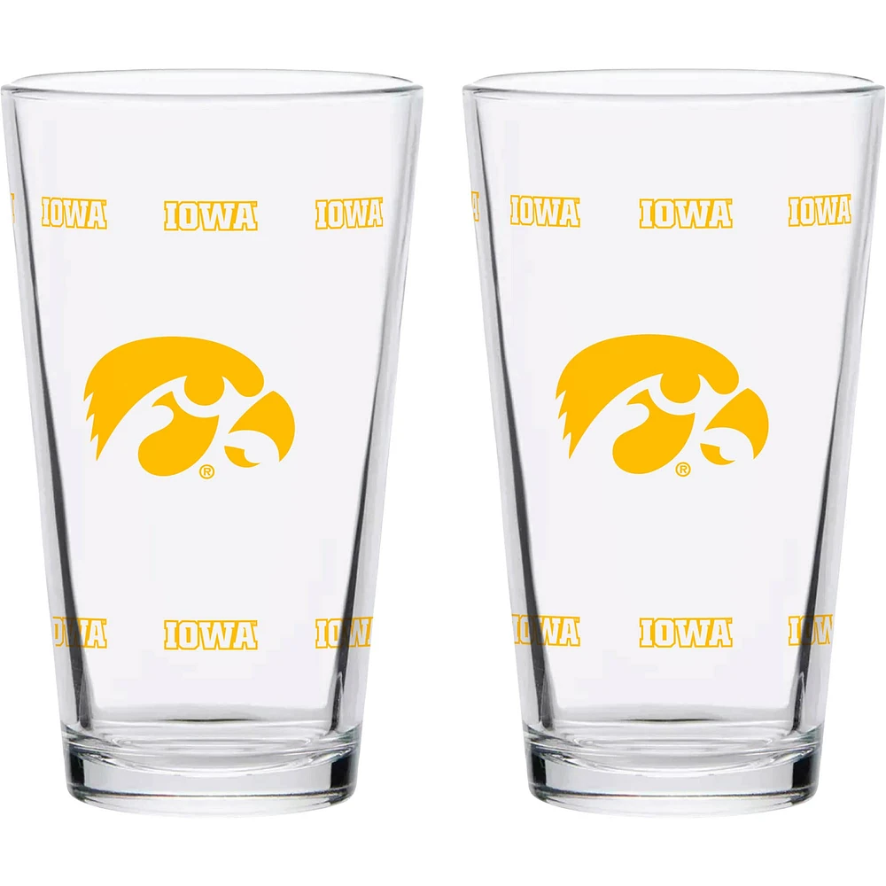 Iowa Hawkeyes Two-Pack Knockout 16oz. Pint Glass Set