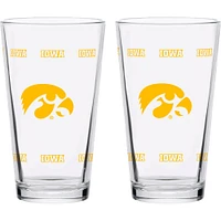 Iowa Hawkeyes Lot de deux Knockout 16 oz. Ensemble de verres à pinte