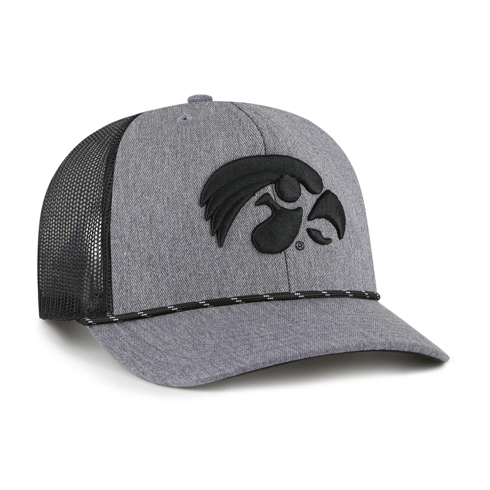 Casquette ajustable en corde de carbone grise Iowa Hawkeyes '47 pour homme