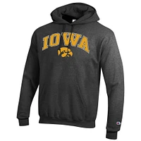 Men's Champion  Charcoal Iowa Hawkeyes Arch Over Logo Pullover Hoodie