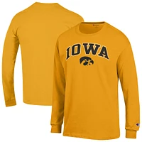Men's Champion  Gold Iowa Hawkeyes Arch Over Logo Long Sleeve T-Shirt