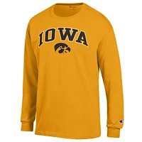 Men's Champion  Gold Iowa Hawkeyes Arch Over Logo Long Sleeve T-Shirt