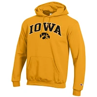 Men's Champion  Gold Iowa Hawkeyes Arch Over Logo Pullover Hoodie