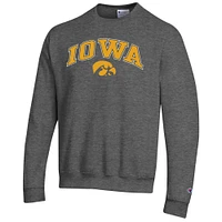 Sweat-shirt à capuche avec logo Arch Over Champion Heather Charcoal Iowa Hawkeyes pour homme