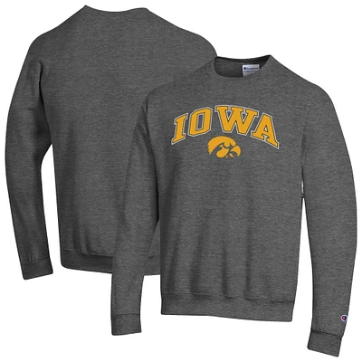 Sweat-shirt à capuche avec logo Arch Over Champion Heather Charcoal Iowa Hawkeyes pour homme