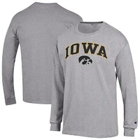 Men's Champion  Heather Gray Iowa Hawkeyes Arch Over Logo Long Sleeve T-Shirt