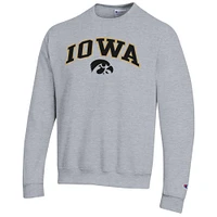 Sweat-shirt à capuche avec logo Arch Over Champion Heather Grey pour homme des Iowa Hawkeyes