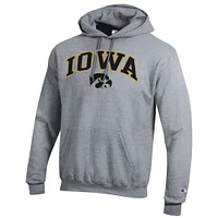 Men's Champion  Heather Gray Iowa Hawkeyes Arched Logo Fleece Pullover Hoodie