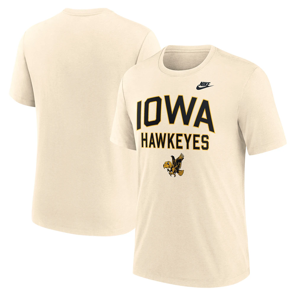 Men's Nike  Natural Iowa Hawkeyes Legacy Campus Bold Tri-Blend T-Shirt