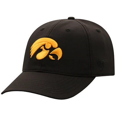 Casquette ajustable noire Iowa Hawkeyes Victory Trainer Top of the World pour homme