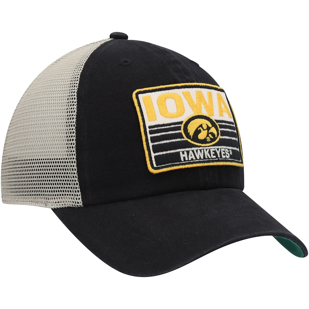 Men's '47 Black/Natural Iowa Hawkeyes Four Stroke Clean Up Trucker Snapback Hat